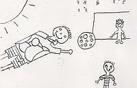 Kinderzeichnung ballspielender Kinder