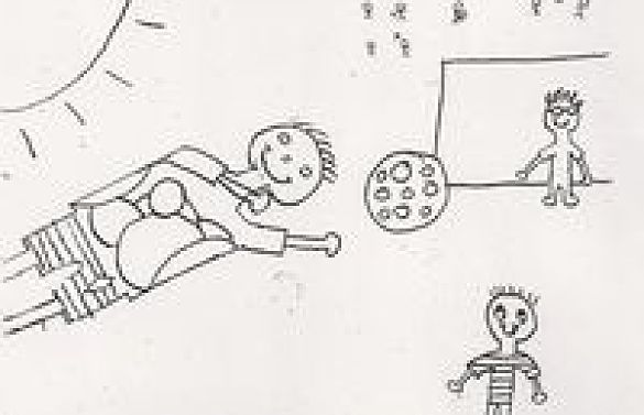 Kinderzeichnung ballspielender Kinder