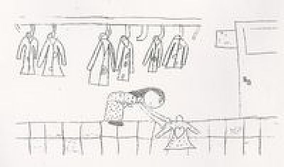 Zeichnung aufgehängter Jacken